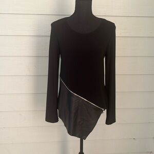 Joseph Ribkoff black zippered asymmetrical top